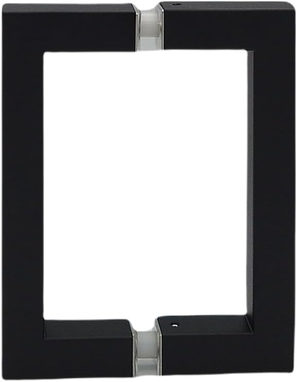 SHS Square 6 inches Back-to-Back Pull Handle, for Shower Door Replacement. for Commercial and Residential Glass Shower Doors. Solid Brass Tubing. Heavy Duty with washers (Matt Black)