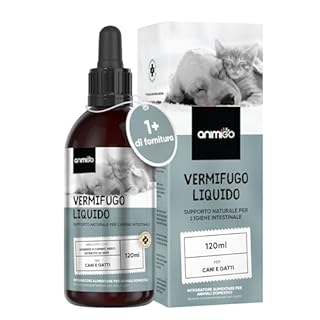 Vermifugo per Gatti e Cani in Gocce 120ml, Igiene Intestinale, Sverminante per Gatti e Cani con Estratto di Assenzio, Timo, Semi di Cumino Nero, Cannella, Pricasma, Salvia, Tutte le Razze & Taglie