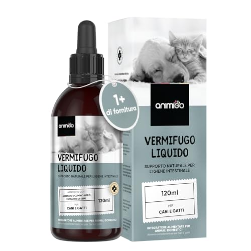 Vermifugo per Gatti e per Cani in Gocce 120ml, Sverminatore per Gatti e Cani, Vermifugo Gocce con Ingredienti Naturali, Vermifugo per Cani e Gatti Liquido, Sverminante per Gatti e Sverminante per Cani