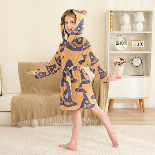 GuoChe Bathrobe For Children Cute Witch Hat Pattern for Halloween Hooded Robes3