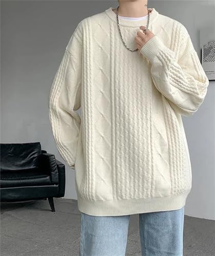 Men Winter Crew Neck Sweater Plus Size Loose Knit Pullovers Solid Color Long Sleeves Knitted Sweater4