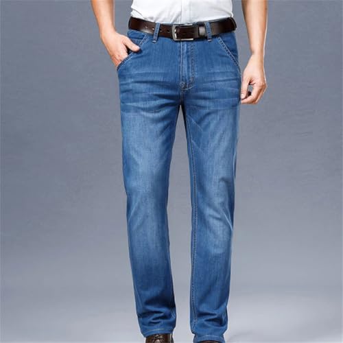 Men's Straight Fit Denim Jeans Classic Business Casual Long Trousers with Pockets3