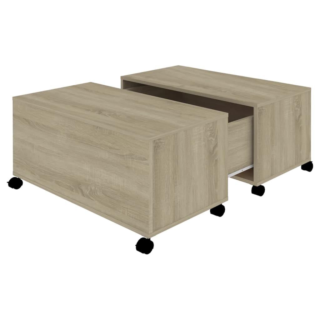 Couchtisch mit ausziehbarer Ablagefach und Ablagefach aus Holzwerkstoff in Weiß, 75x75x38 cm