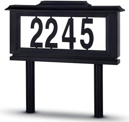 Lighted House Numbers Address Sign - Solar Lighted Address Numbers Signs for Houses or for Yard - Led Light up House Numbers - Solar House Number Sign Auto On at Night Off at Daylight