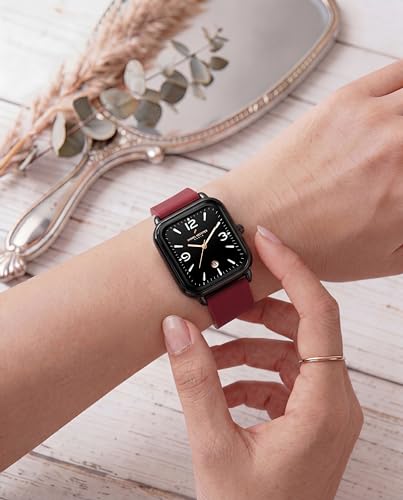 Image of Daniel Hechter Paris Gabrielle Collection Luxury Analog Watch for Women with Square Dial, Date Display and Silicone Strap