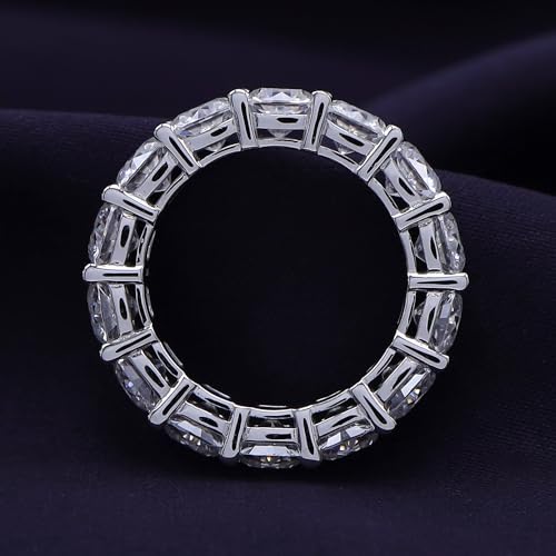 SAVEARTH DIAMONDS Eternity Wedding Band Ring For Women, 9 CT 5MM Cushion Cut Lab Created Moissanite Diamond 4.5MM Width Full Eternity Stackable Engagement Ring In 18K Gold Plated 925 Sterling Silver3