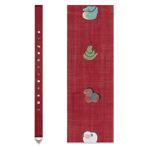 京都洛柿庵 細タペストリー 【 十二支 】 ルシエール・ジャパン / 約10×170cm 麻生地 タペストリー 掛け軸 インテリア ディスプレイ 和モダン (冬, 十二支)