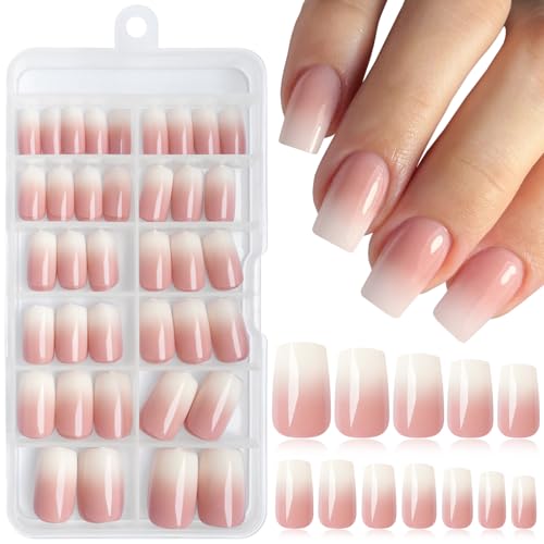 LoveOurhome 144pc Ombre Square Press on Nails Medium Fake Nails with Glue Tabs