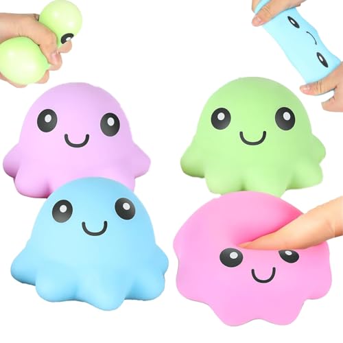 4 Piece Set Squishy Stress Ball for Kids, Squishy Balls, Stress Toy, Stress Anxiety Relief Squeeze Balls Anxiety Relief for Kids, ADHD, OCD, Sensory Toy for Autism