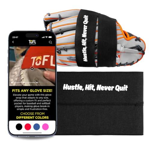 TOFL Baseball Glove Wrap Band for Break-in, Shaping & Glove Care | Baseball Glove Accessories for Men’s, Women’s, Adult & Youth Mitts - Hustle Hit