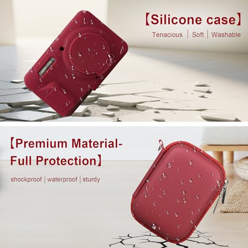 Funda rígida y silicona para Kodak PIXPRO FZ55 roja miniatura 6