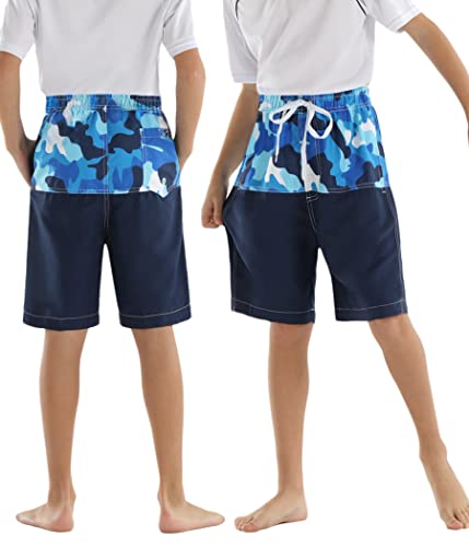 Rolimaka 3 Pack Boy's Swim Trunks Kid Board Shorts with Mesh Lining Youth Swimwear4