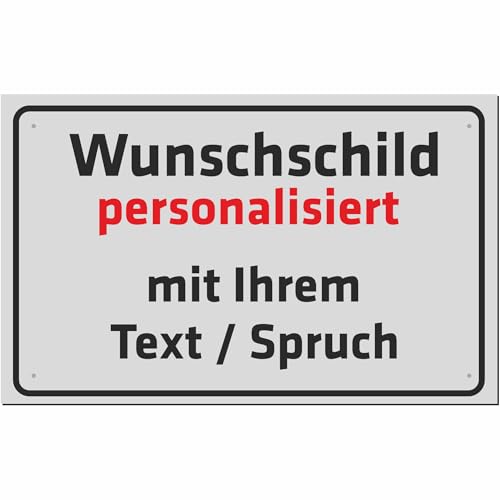 Indigos UG - Schilder selbst gestalten mit Wunschtext - Schild personalisiert grau - Aluverbundplatte in 8 Größen - mit Text und Schrift - für Garage, Parkplatz, Firma, Schule, Hotel oder Carport