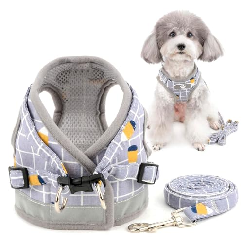 PETBABAS Adjustable Comfort Harness for Dog and Cat |Reflective Harness Soft Padded Design |No-Pull & Easy to Fit |Durable and Breathable |Dog Harness for Outdoor Control (S) (18Lx17Wx1.27H Grey)