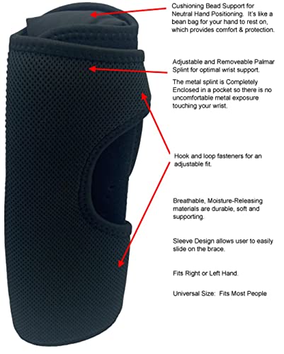 Therapist’s Choice® Night Wrist Sleep Support Brace, Cushioned to Help Relieve Carpal Tunnel Symptoms and Treat Wrist Pain, Fits Right or Left Hand, Adjustable-Fits Most Sizes
