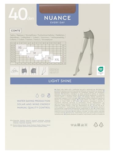 Image of Conte Tights Control Top Semi Opaque Pantyhose Silky Matte Effect Nuance 40 Den