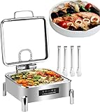 JKJZSALJ Warmhalteplatte, 300 W-800 W, aus Edelstahl, für Buffet, elektrisches Heiztablett für Buffet, um Lebensmittel warm zu halten, für eine Catering-Veranstaltung, quadratisch