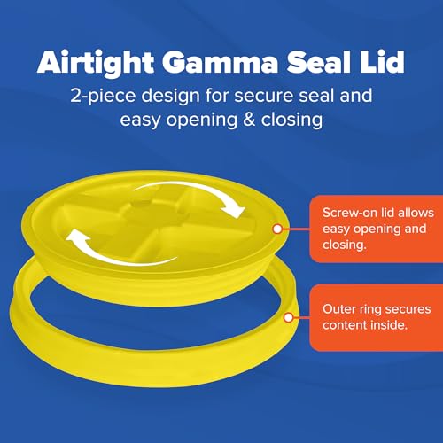 Image of ePackageSupply 5 Gallon Bucket - Food Grade w /Lid BPA-Free, Black /Yellow, 3 | Airtight Gamma Seal Screw-On Lid, Heavy-Duty 90 Mil HDPE Plastic, Food Safe and Durable Container, Bulk Storage, Made in USA