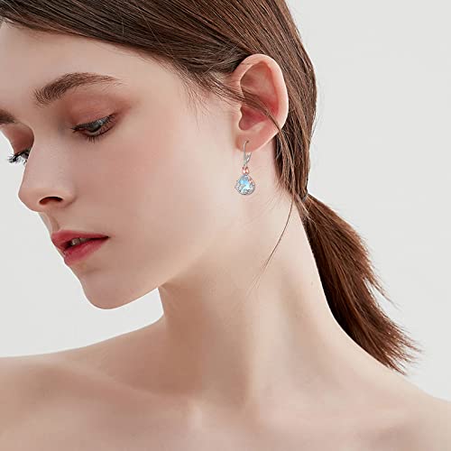 AOBOCO Butterfly/Dragonfly/Bee/Ladybug Leverback Earrings 925 Sterling Silver Rose Lotus Tulip Flower Filigree Dangle Earrings Teardrop Moonstone Larimar Turquoise Abalone Shell Jewelry Birthday Gifts for Women4