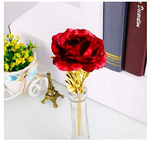 BUC-24k-Gold-Plated-Artificial-Flower-with-Red-Rose-and-Long-Stem-for-RoseProposeValentines-Day-with-Carry-Bag-11-inchRed-1-Pc-Small
