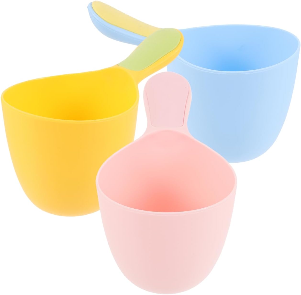 ULTECHNOVO Plastic Water Ladle 7.08 Inch Bath Water Scoop for Hair Washing Stackable Bathroom Ladle for Baby Bath Kitchen Cleaning Vegetable Rinsing 3 Pack