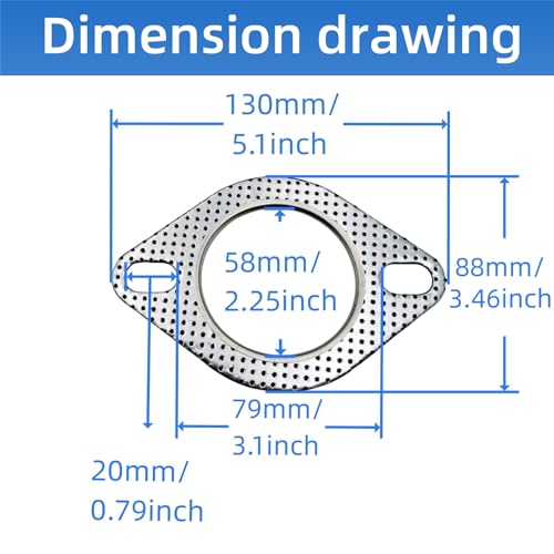 Image of 2-Pack Exhaust Flange Gaskets Durable Flat Muffler Donut Seal Rings, Automotive Exhaust Gaskets with 2-Bolt Holes (2.25inches)
