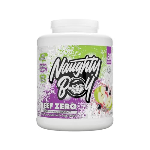 Naughty Boy Beef Zero Protein Powder - High Protein Beef Protein Isolate for Muscle Growth & Recovery, Lactose Free, Dairy Free Protein Shake - [Apple & Blackcurrant] [1.8kg - [60 Servings]