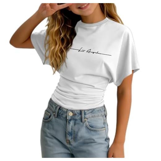 Tee Shirt Tunique Enfant Fille Manche Courte Col Rond Ete a la Mode Fluide Legere T Shirt été Ado Fille Mignon Chic Casual Jogging Vacances Haut Blouse 3-14 Ans (White, 11-12years)