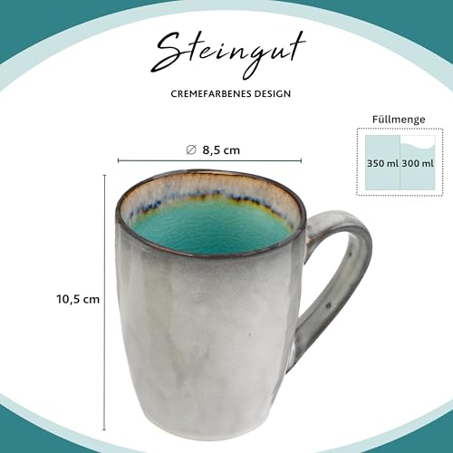 Sänger | Kaffeebecher Set Capri aus Steingut, 4-teiliges Kaffeetassen Set, Modernes und Einzigartiges Design 300 ml | PREMIUM COLLECTION