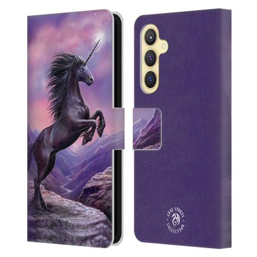 Funda cuero libro Anne Stokes Unicornio Negro para Samsung Galaxy S23 FE 5G con tarjetero