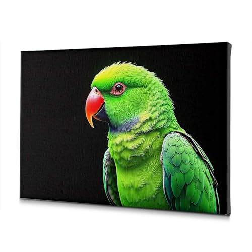 Perroquet vert bec rouge toile décorative pour réveiller vos murs ternes