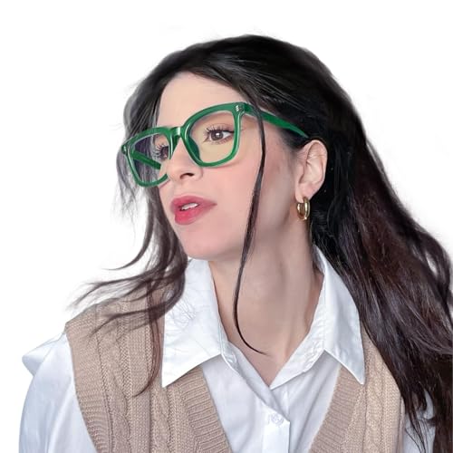Image of VISOONE Square TR90 Lightweight Anti Glare UV400 Gaming Computer Glasses | 99% Digital Screen Filter Non-Prescription Clear Lens Oversized Frame Trendy Fashion Blue Light Blocking Women Men NOE