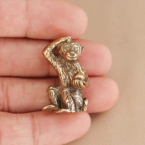 Vosarea 2Pcs Brass Monkey Statue Mini Antique Monkey Figurine Monkey Statue Figurine Chinese Feng Shui Statue Sculpture For Home Car Brass #TOP1
