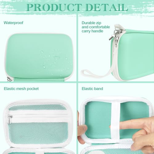 Image of Teyomi Case Compatible with NELKO P21, for NIIMBOT D110, for JADENS D110 Label Maker with 3 Roll Label Tape(Label Paper 1 /2 inch x 1 1 /2 inch (12mm X 40mm))-Hard Shell Storage Bag-Green