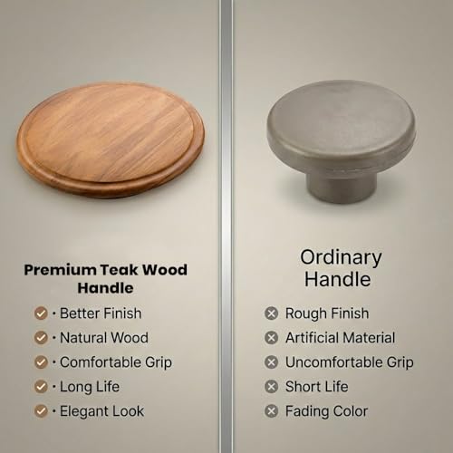 Image of Teak Wood Wardrobe Handle /Wardrobe Door Handle /Cabinet Handle /Modern Handle for Interior (8 Inch) Natural Wood Finish-| 3 Years Warranty |