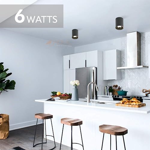 Image of JACKAL LED 6 Watts Natural White Round Surface Light Cylindrical Shape Indoor Ceiling Mounted Spot Light Cob Down Light Aluminium Body - Black Reflector