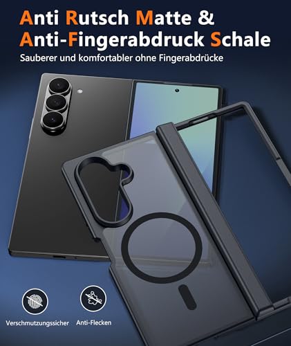 Image of FNTCASE for Samsung Galaxy Z-Fold-7 Case: Magnetic Matte with Hinge Protection & Screen Protector Phone Cases Anti Yellowing Rugged Shockproof Protective Bumper Cell Cover (C-Black)