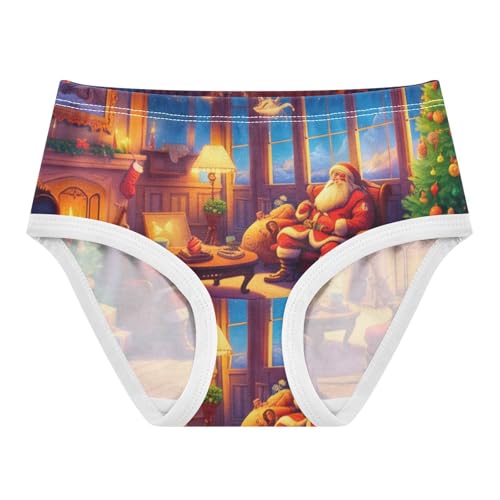 Toddler Underwear Floral 2t Cotton Panties for Girl Pattern Kids Undies Briefs Christmas Santa Claus