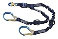 3M DBI-SALA SHOCKWAVE Force2 1246032 Shock Absorbing Lanyard, Snap Hook One End, Alum Rebar 25" Opening Hooks Leg Ends, Rescue D-Rings Ends, 6