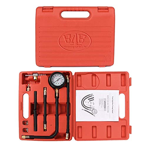 B4B BANG 4 BUCK Y113 10 Pieces 0-100 Psi Fuel Pressure Tester Kit, 0-7 Bar Engine Diagnostic Oil Gauge Set with Storage Case for Car Motorcycle Truck RV SUV & ATV
