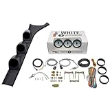 GlowShift Diesel Gauge Package Compatible with Dodge Ram Cummins First Gen 1986-1993 - White 7 Color 60 PSI Boost, 1500 F Pyrometer EGT & Transmission Temp Gauges - Black Triple Pillar Pod