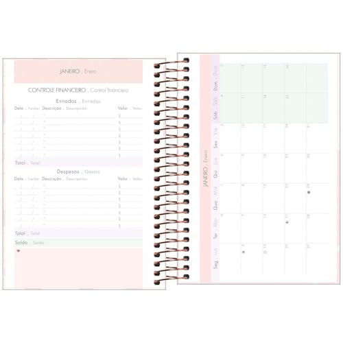 Tilibra - Agenda Espiral Diária 12,9 x 18,7 cm Soho 2025 - Xadrez e Faixa Rosa Adventures