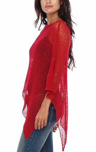 Image of SHU-SHI Womens Sheer Knit Poncho Shrug Lightweight Cover Up One Size Fits Most