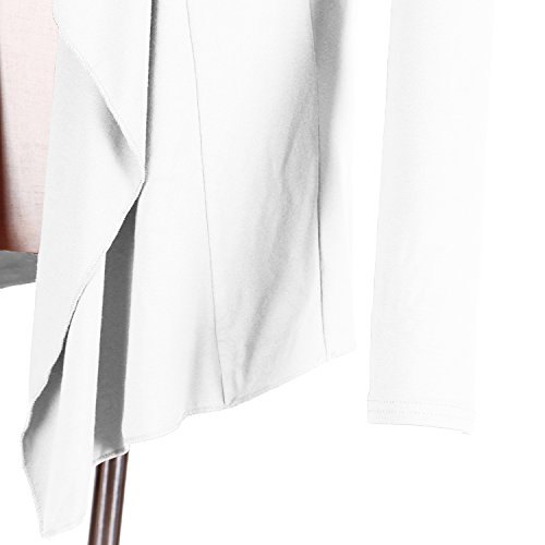 Urban CoCo Women's Drape Front Open Cardigan Long Sleeve Irregular Hem (2XL, White)