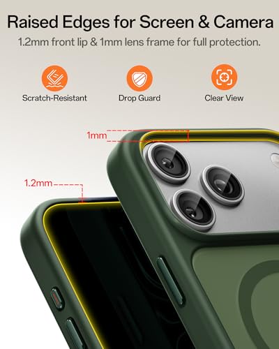 Image of UNBREAKcable Magnetic for iPhone 17 Pro Case 6.3-Inch, Compatible with MagSafe, Full Camera Protection, Built-in Magnetic Ring, Drop Protection Shockproof Slim Phone Cover - Dark Green