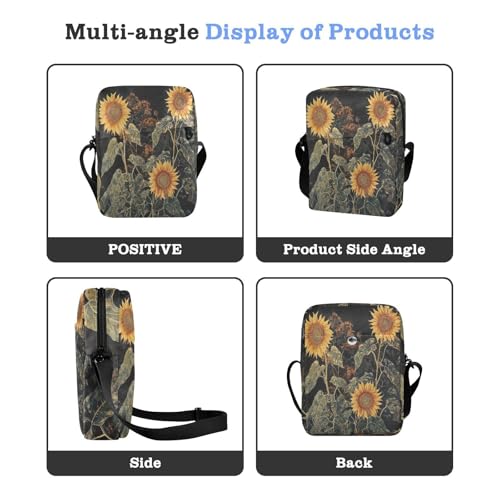 Retro Sunflowers messenger bag for women crossbody Shoulder Bag Womens Purse Cross Body Adjustable Strap for outdoor sports work4