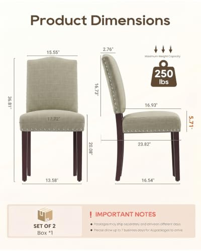 Image of Upholstered Dining Chairs Set of 4 with Thickened Seat Cushion