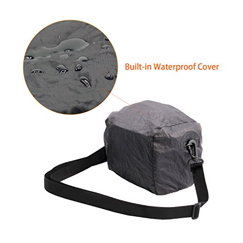 Fosoto Waterproof (With Rain Cover) Camera Case Bag Compatible For Nikon Coolpix L340 B500 L330 L840 L830 L820 L620, Canon Powershot Sx410 Sx420 Sx530 M5 M100,Fujifilm Xt20,Sony Alpha A6000 A6300 Nex7 #TOP4
