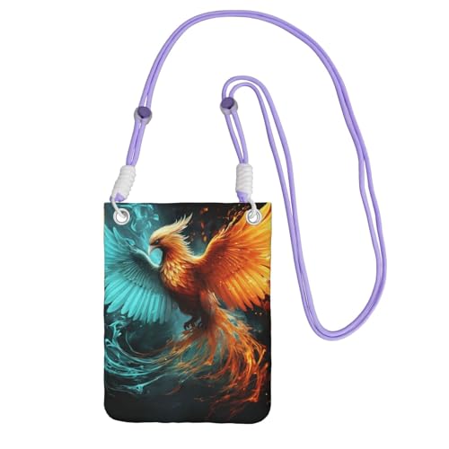 Pochette pour téléphone portable voyage et quotidien féminin motif phénix violet