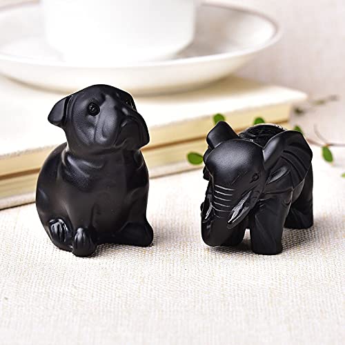 Figura de obsidiana de perro como amuleto y regalo de decoración único 4